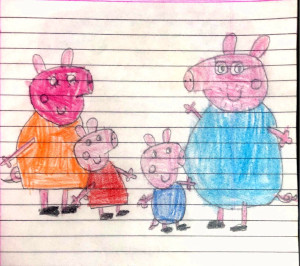 Anaya draws Peppa Pig.