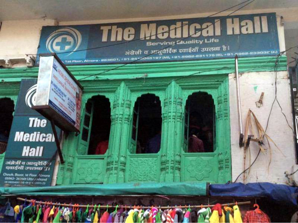 A view of the first floor of Medical Hall, a pharmacy run by the family, in Chowk Bazaar, Almora.