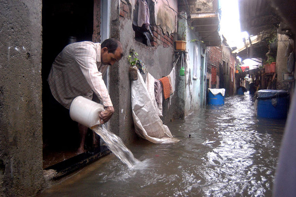 Mumbai rains 2005: flooded ground floor homes.
