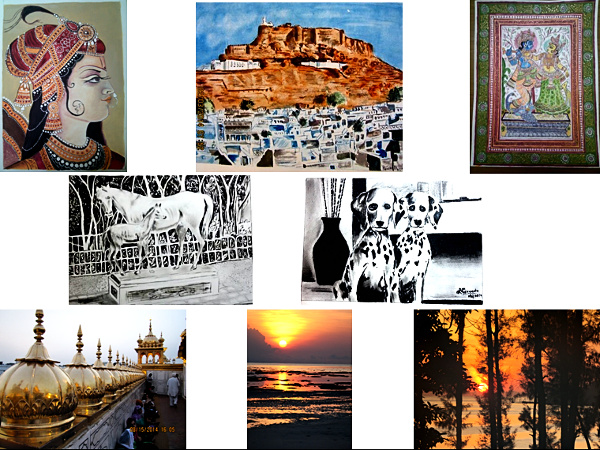 A collage of paintings and photographs by Rajesh Vasavada.
