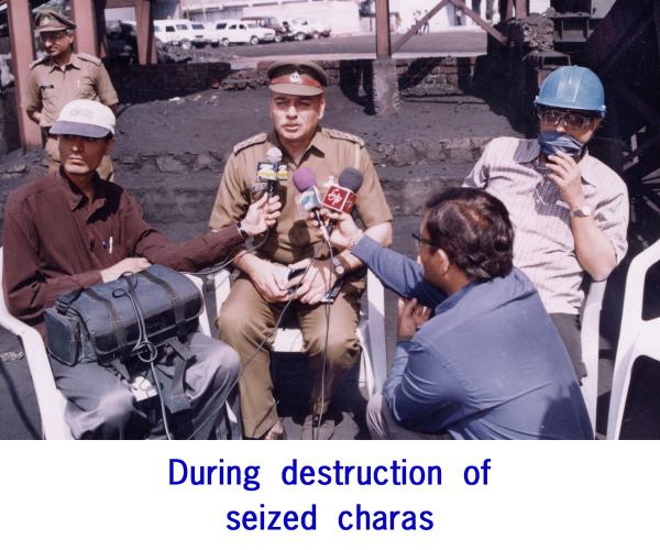 Raju Supervising seized charas