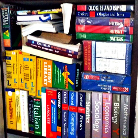 Parimal's collection of dictionaries on various subjects.
