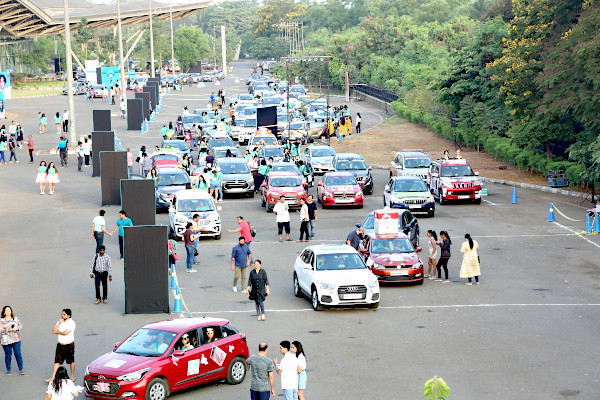 Cars lining up for flag-off at Mumbai for the Times Women's Drive 2019.