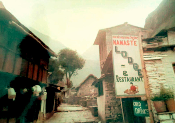 Tatopani village at the deepest point in gorge of Kali Gandaki river.