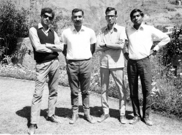 Trainee probationers at the Lal Bahadur Shastri National Academy of Administration, Mussoorie in 1972 (from L to R): P. C. Jha, Anant Ram, K. K. Agarwal and R. B. Bhaskar.