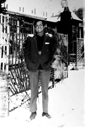 Subhash Mathur on the first day of training at LBS Mussoorie in 1972, enjoying the first rain.